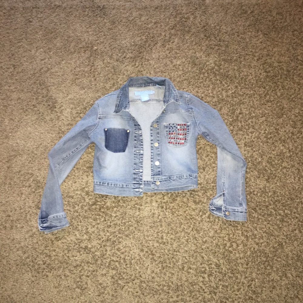 Azzuré Denim Jacket! Flag accent!